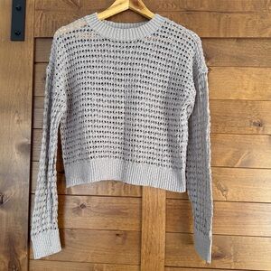 Women’s Open-Knit Crewneck Sweater - Grayish/Tan